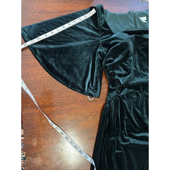 AW Bridal Green Velvet Maxi Dress Size 6 Flutter Sleeve Forest Fairy Bridesmaid - Picture 9 of 13